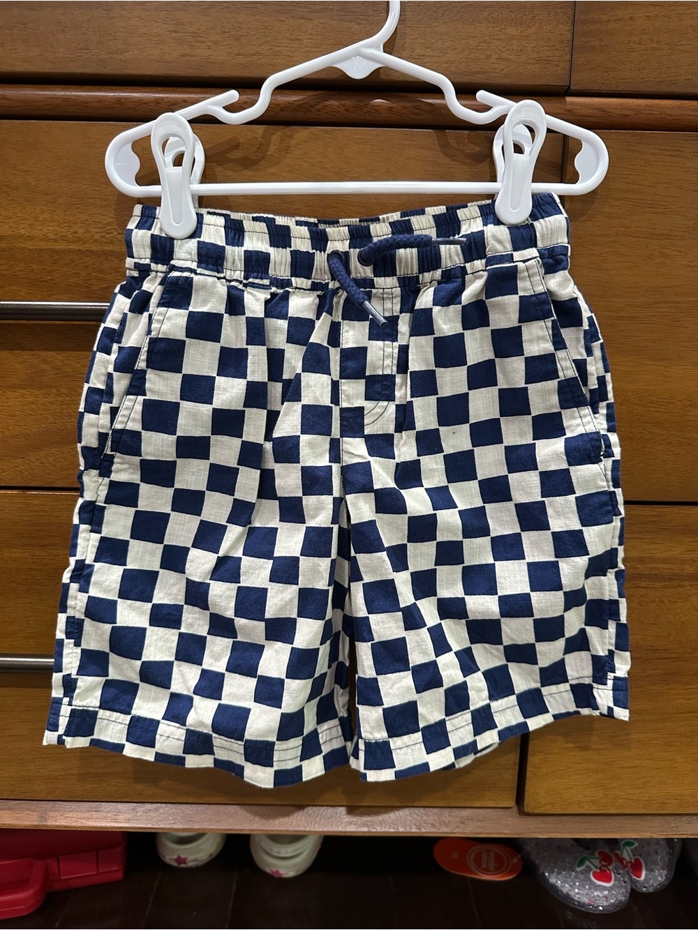 Hanna Andersson Navy and White Checkerboard Pull-On Shorts